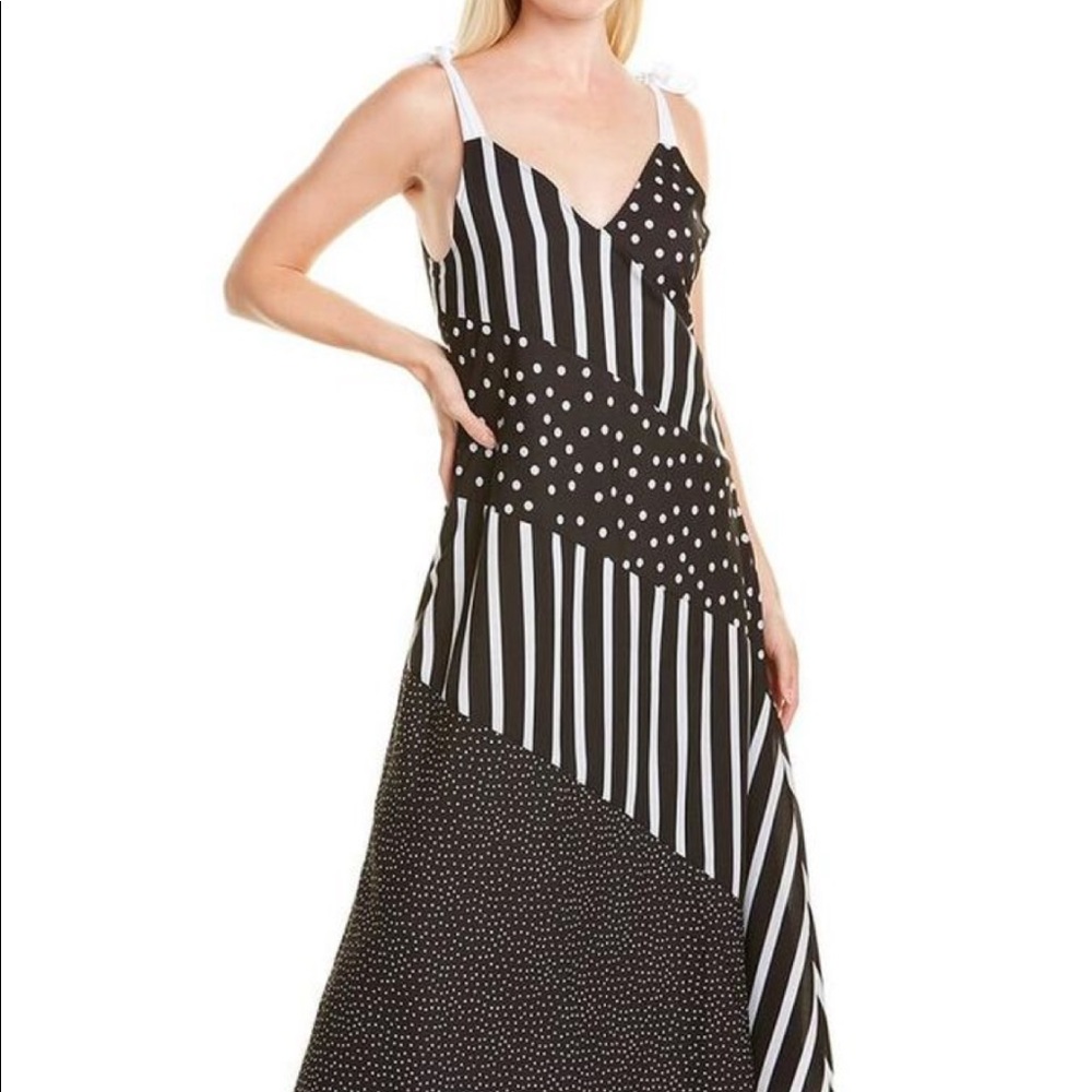 NWT Solid & Striped tie shoulder print mix midi